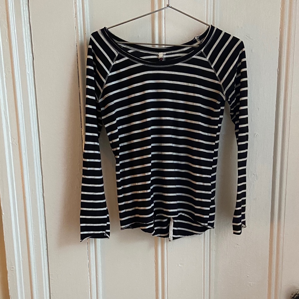 Poof! Black and White Striped Long Sleeve Top